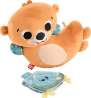 Fisher-Price Plush Baby Sensory Toy, 2-in-1 Rockin Tummy Time Otter with Soft B