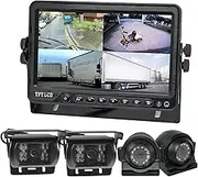 Elinz 7" DVR Quadscreen 4 Camera Package Kit 360 View Reversing Forward Side 12V 24V Bus Truck Caravan 4 Cameras Night Vision Heavy Duty
