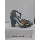 READ Cape Robbin Boho Western Denim Patches block high heel pointy toe Shoes 8.5