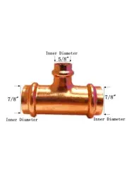 Libra Supply 3/4'' x 3/4'' x 1/2” inch Press Copper Reducing Tee P x P x P, 5pcs