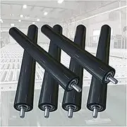 6 Pcs Conveyor Rollers - Polyurethane Transmission Replacement Part Dia 35mm/ 1.4in, 50mm/ 2in, 60mm/ 2.4in, 70mm/ 2.8in, Roller for Lawn Mower & Warehouses Galvanized End, Black(Set of 6 D-2"/50mm,L-
