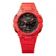 【CASIO 卡西歐】G-SHOCK 藍牙連線 碳纖維防護 雙顯手錶-火焰紅(GA-B001-4A)