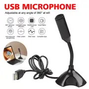 USB Computer Mini Microphone Stand Recording Mic For PC Desktop Laptop