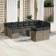 13 Piece Garden Sofa Set Grey Modular Outdoor Furniture Cushions Storage 50279