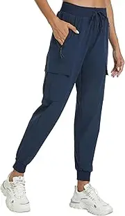 [Haowind] Womens Cargo Pants with Pocket Quick Dry Workout Athletic Joggers Drawstring Travel Casual Outdoor Camping Hiking Pants