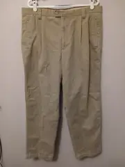 New Dockers Men's 38x32 Khaki Pants 100% Cotton Never-Iron Relaxed Fit Cuffed