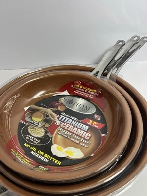 Gotham Steel Nonstick Titanium and Ceramic Copper Coating Fry Pan Skillet Set 3