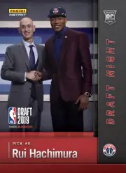 2019 RUI HACHIMURA ROOKIE DRAFT NIGHT PICK #9 PANINI INSTANT WIZARDS CARD #DN-RH