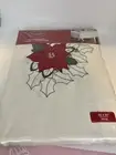 St Nicholas Square Oblong Ivory Poinsettia Fabric Christmas Tablecloth 60 x 84”