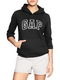 在飛比找Yahoo!奇摩拍賣優惠-【Gap】女裝成人黑色連帽T恤 帽T GAP Logo 棉質