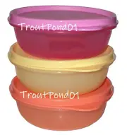 Tupperware Deluxe Modular Nesting Bowls 1 1/4 c Sm Cereal Leftovers 3 Set