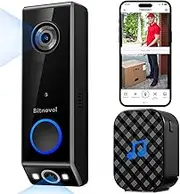 Dual Camera Video Doorbell Wireless,No Monthly Fee,5MP Head-to-Toe View with Chime,Delivery Guard Package Detection AI PIR Alerts,Wired/Battery Powered,Support 8W Solar Panel 128gb SD(not included)