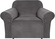 Smarcute Thick Velvet Sofa Cover for Living Room Armchair Cover Sofa Chair Cover Slipcover Furniture Cover, Soft Spandex Fabric Washable (1 Seater, Grey)