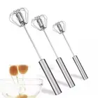 Manual Egg Whisk Hand Push Egg Beater Stainless Steel Blender Mixer Fast