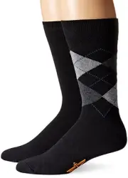 Dockers Men's Argyle Crew Socks, Charcoal, 2 Pair