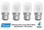 4 x 15W Clear Pilot Light Globes Bulbs Lamps B22 Bayonet BC Incandescent