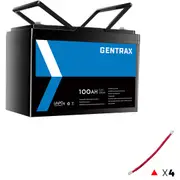 Gentrax 12V 100Ah Lithium Battery + 4* 1AWG 0.3m Connector Cable M8 and M10 Lug