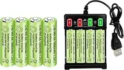 8PCS 1.2V 1800mAh Ni-MH AA Rechargeable Battery with USB Charger for Wireless Microphones, Electric Toys, Remote Mice, Calculators, Razors, Keyboards, Household Appliances, Solar Lamp