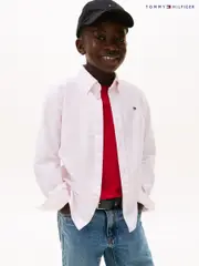 Tommy Hilfiger Pink Flag Oxford Long Sleeve Shirt (W59292) | $104 - $127
