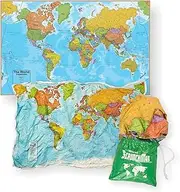 Waypoint Geographic ScrunchMap - Foldable Water Resistant Lightweight Map with Easy Stow & Go Pouch 24" X 36" (World MAP)