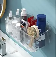 Acrylic Adhesive Wall Mounted Bathroom Organiser, Shower Caddy Without Drilling, Automatic Draining Sink Caddy for Kitchen, Bathroom, Laundry, Camper, Utility Room, Shower Organiser, Shelves