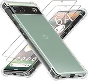 [USTIYA] 2-Pack Screen + Case Protector for Google Pixel 6A Protection, Tempered Glass Film, HD Clear Cover