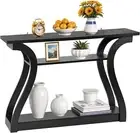 ZenSports Wood Console Table Curved Legs 3 Tier Shelf Entryway Sofa Table, Black