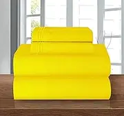 Elegant Comfort Luxury Soft 1500 Thread Count Egyptian 4-Piece Premium Hotel Quality Wrinkle Resistant Coziest Bedding Set, All Around Elastic Fitted Sheet, Deep Pocket up to 16inch, King, Yellow