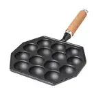 14 Holes Cast Iron Takoyaki Maker Nonstick for Making Takoyaki & Round Pancake