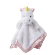 Cloud Island Pink White Unicorn Plush Lovey Small Security Blanket Satin Trim