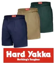 HARD YAKKA MENS SHORT LEG TAB SIDE-COTTON STUBBIES UTILITY WORK SHORTS -Y05501