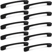 Set of 10 Matt Black Cabinet Door Handles and Pulls,Hardware Furniture Drawer Handles,Zinc Alloy Kitchen Cabinet Wardrobe Door Handles Pull,135mm Long,Handles Hole Center 96mm with Screw