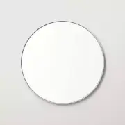 better bevel Bathroom (24" x 24") Vanity Mirror Round Framed Steel Frame Silver