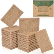 24 Pack Natural Scrub Kitchen Sponges - Coconut Husk Non Abrasive Scouring Pa...