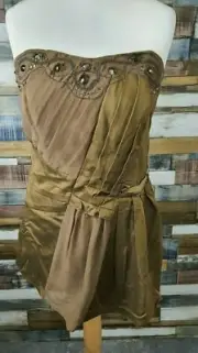 Signature Next Ladies Brown Dressy Formal Bandeau Top Size UK 16 NEW