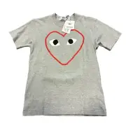 NWT CDG COMME DES GARCONS LOGO SHIRT SZ S GREY RED SHORT SLEEVE TEE (56)