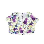 NEW Torrid Women's Plus Size 3 Blouse Top Crop Short Sleeve Purple Floral Rayon
