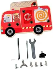 Totority Adorable Fire Fighting Truck Screwdriver Board Early Educational for Hands Learning Cognitive Development Safe Fine Workmanship for Creative Play