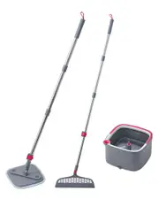 True & Tidy True Clean Mop & Bucket System with Silicone Floor Sweeper Deluxe Set