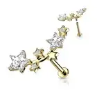 Piercing Ear Labret Multi Stars Golden