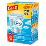 Glad Small Twist-Tie White Trash Bags, Fresh Clean Scent with Febreze Freshness