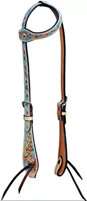 Western Natural Leather Hand Carved Brow band Style Headstall