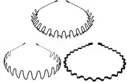 Hairband, 3 Pack Metal Headband for Men Unisex, Wavy Wired Zigzag Spring Sports Fashion Headwear, Non Slip Hair Hoop, Hair Accessories (Black, One size)