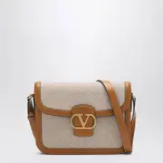 [Valentino Garavani] 9TO5 beige canvas and leather bag One size Brown