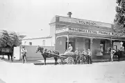 Loaded wagons outside Young & Company Ballarat East Victoria 1905 OLD PHOTO