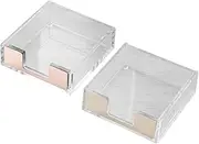 WEKAMOS 2Pcs Transparent Memo Note Holder Desk Organizer Memo Pad Dispenser for Students Office Use Stylish Paper Clip Storage Finish