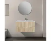 Vizzini Opus Fluted Wall Hung Vanity - 900mm (L) x 460mm (W) x 520mm (H) - Oak - 3 years on cabinet / 10 years on ceramic tops / 1 year labour warranty...