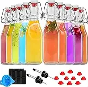 9SHOME 10Pack 250ml Swing Top Glass Bottles, 8.5oz Flip Top Beer Brewing Bottles with Stoppers for 2nd Fermentation, Kombucha, Wine, Vanilla Extract, Juice, Tea, with Airtight Stopper Cap Lid, Pourers