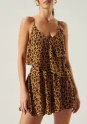 Carmelie Leopard Cece Romper by Sugarlips Large NWT