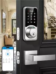 Smart Door Lock Set for Front Door, Zowill 7-in-1 Fingerprint Deadbolt with App